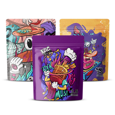 Packaging Die Cut Heat Seal Resealable Stand up Pouch Food Printed 3.5G Pouches Aluminum Plastic Ziplock Custom Mylar Bags