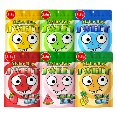 OEM ODM Factory Wholesale Custom Mylar Bag Many Different Fruit Flavors Gummy Candy 3.5g 7g 14g 28g Stand-Up Pouch