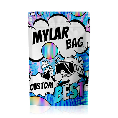 Hot Sell Adequate Stock Stand up Pouches Holographic Ziplock Bag Smell Proof Plastic Packaging Custom 3.5 Mylar Bags