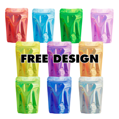 Stand up Smell Proof 3.5 Ziplock Pouches Custom Die Cut Printed Mylar Bags