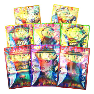 Hot Sell Custom Candy Gift Bags Customizable Colors Gummy Candy Plastic Packaging Smell Proof Resealable Custom Mylar Bags