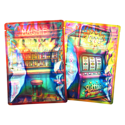 Flash Deal Best Selling Holographic Zipper Bag Smell Proof Plastic Packaging Resealable 3.5 G Custom Mylar Bags