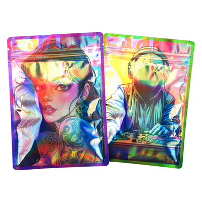 Manufacturer Direct Sale Custom Printed Holographic Mylar Bags Customizable Logo Childproof Laminated 3.5 G Custom Mylar Bags