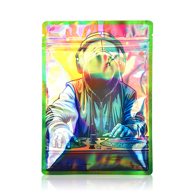 Hot Selling Holographic Mylar Bags Odor Proof Waterproof Plastic Packaging Candy Gift Bags Custom 3.5g Mylar Bags