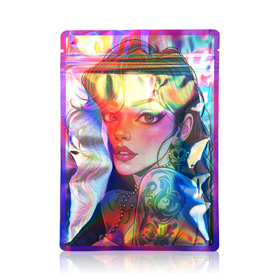 Factory Wholesale Custom Printing Holographic Candy Bags Odor-proof Waterproof Plastic Packaging Customizable Zipper Mylar Bags