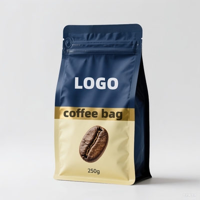 Custom Resealable Aluminum Foil Flat Bottom Bags 1kg 250g 500g Coffee Packaging Pouch with Zipper and Valve