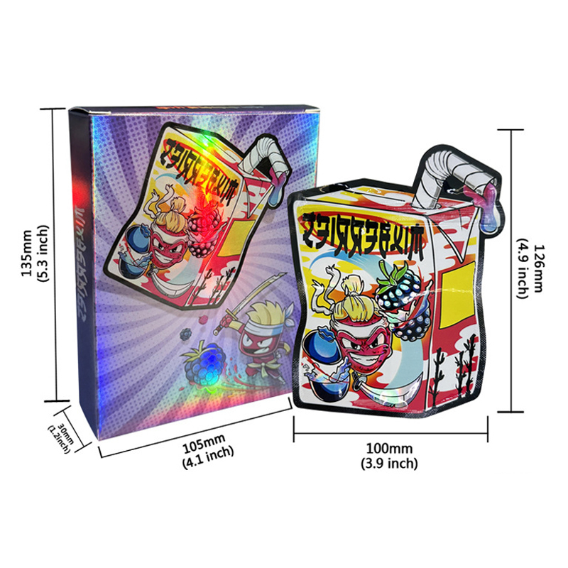 Top Quality Custom Printed Stand up Pouch Irregular Shape Smell Proof PE Plastic Packaging Die Cut Mylar Bags With Paper Box