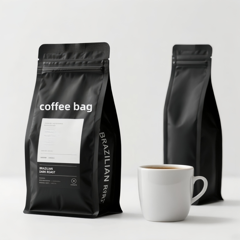 Custom Coffee Bags with Zipper, Stand-Up Pouch with Window for Coffee Beans Packaging