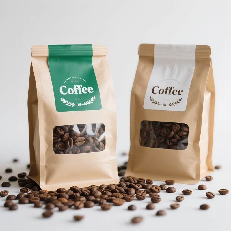 Custom Biodegradable Flat Bottom Food Grade PE Foil Material with Valve Zipper Premium Paper Packaging Coffee Bean Bag